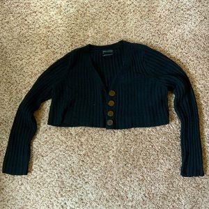 Urban Outfitters Rose Cropped Rib Knit Cardigan